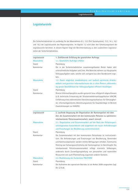 Geschäftsbericht und Rechnung 2008 - Regierungsrat - Kanton Zürich