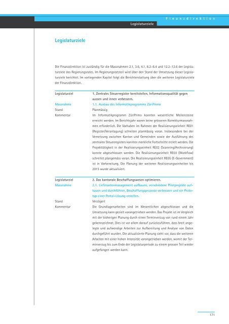 Geschäftsbericht und Rechnung 2008 - Regierungsrat - Kanton Zürich