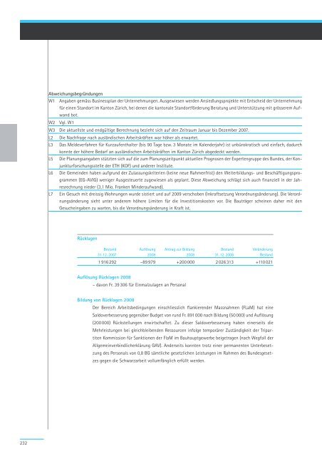 Geschäftsbericht und Rechnung 2008 - Regierungsrat - Kanton Zürich