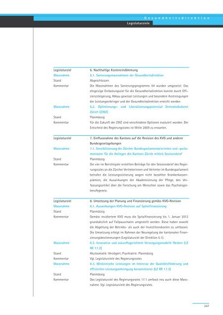 Geschäftsbericht und Rechnung 2008 - Regierungsrat - Kanton Zürich