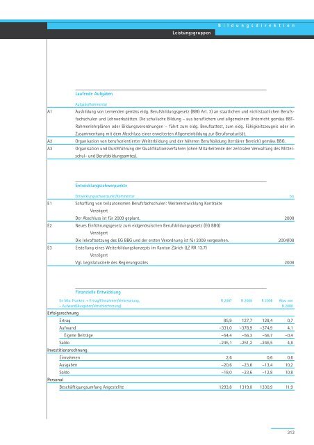 Geschäftsbericht und Rechnung 2008 - Regierungsrat - Kanton Zürich