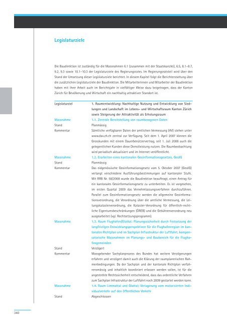 Geschäftsbericht und Rechnung 2008 - Regierungsrat - Kanton Zürich