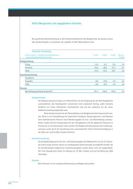 Geschäftsbericht und Rechnung 2008 - Regierungsrat - Kanton Zürich