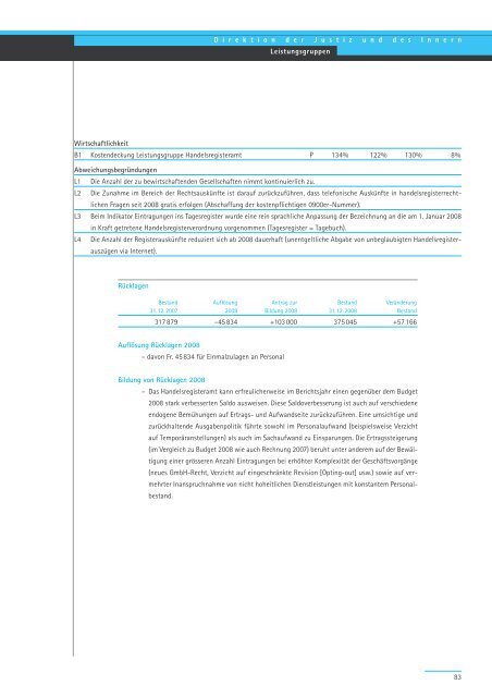 Geschäftsbericht und Rechnung 2008 - Regierungsrat - Kanton Zürich