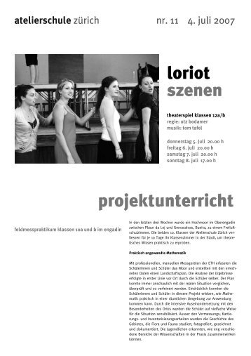 loriot szenen projektunterricht - Atelierschule Zürich