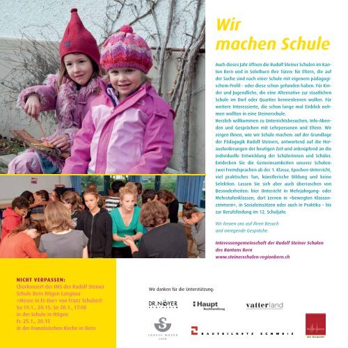 Programm in Bern, Ittigen, Langnau - Steinerschulen Region Bern