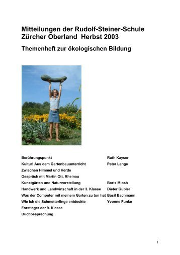 Mitteilungen der Rudolf-Steiner-Schule Zürcher Oberland Herbst 2003