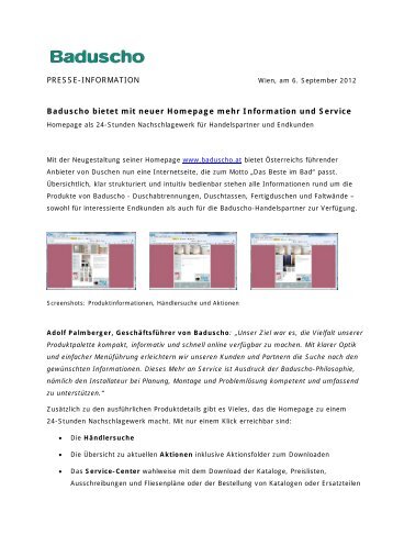 Baduscho bietet mit neuer Homepage mehr Information und