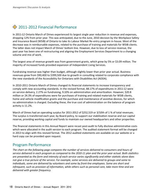 Annual Report 2011 - Ontario March of Dimes