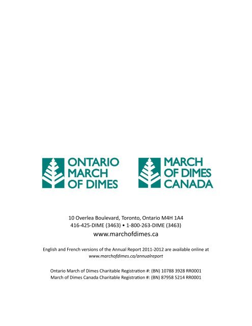 Annual Report 2011 - Ontario March of Dimes