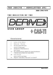 THE DERIVE - NEWSLETTER #81 USER GROUP - Austromath