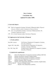 Terry Cochran Curriculum vitae - Université de Montréal