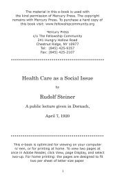 Health Care as a Social Issue Rudolf Steiner - AnthroMed Library