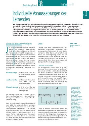 Individuelle Voraussetzungen der Lernenden