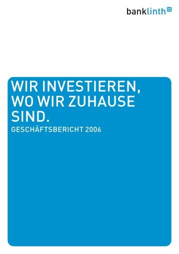 Geschäftsbericht 2006 - Bank Linth