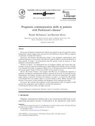 Pragmatic communication skills in patients with Parkinson's disease