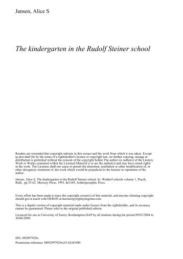 The kindergarten in the Rudolf Steiner school - StudentZone