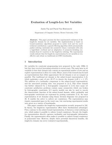 Evaluation of Length-Lex Set Variables - Brown University