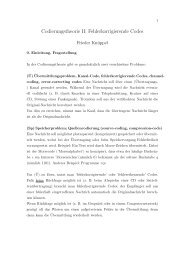 Codierungstheorie II: Fehlerkorrigierende Codes