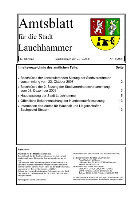 Amtsblatt 04/2008 - Stadt Lauchhammer