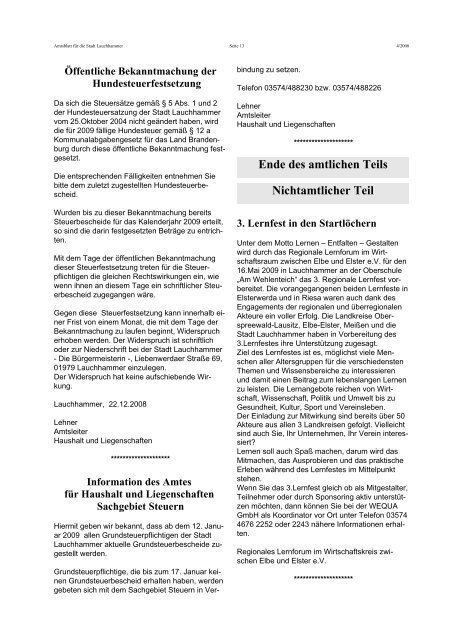 Amtsblatt 04/2008 - Stadt Lauchhammer