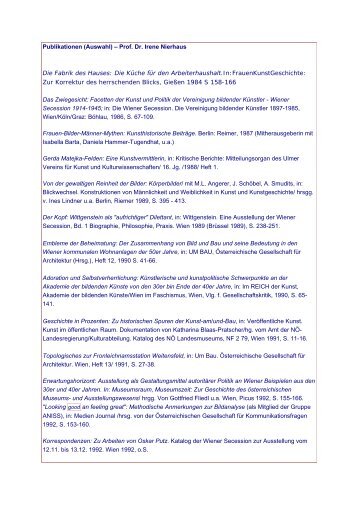 Publikationen (Auswahl) – Prof. Dr. Irene Nierhaus Die Fabrik des ...