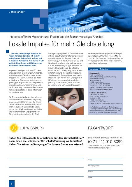 Wirtschaftsbrief 1/2011 - Stadt Ludwigsburg