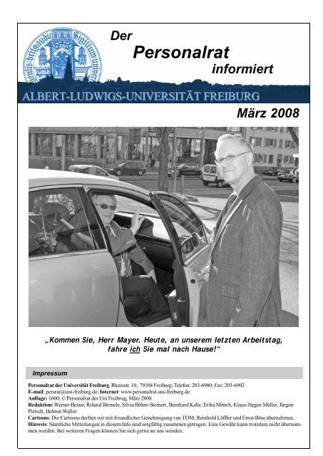 Info Marz 2008 Der Personalrat Albert Ludwigs Universitat Freiburg