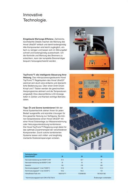 Hoval UltraOil® Öl-Kessel mit Brennwerttechnik für maximale ...