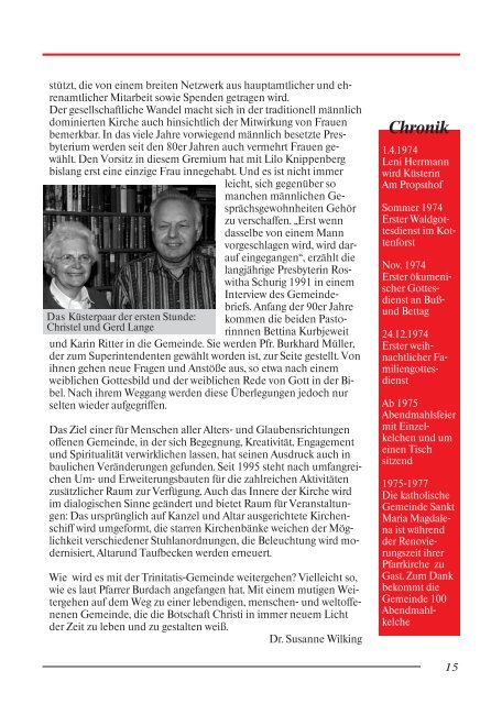 50 Jahre Evangelische Trinitatiskirche Bonn