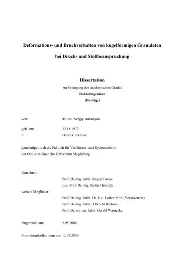 Deformations- und Bruchverhalten von kugelförmigen Granulaten ...