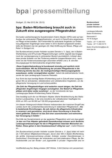 bpa pressemitteilung - Bundesverband privater Anbieter sozialer ...