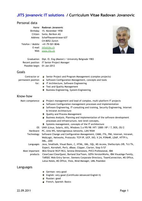 JITS jovanovic IT solutions / Curriculum Vitae Radovan Jovanovic