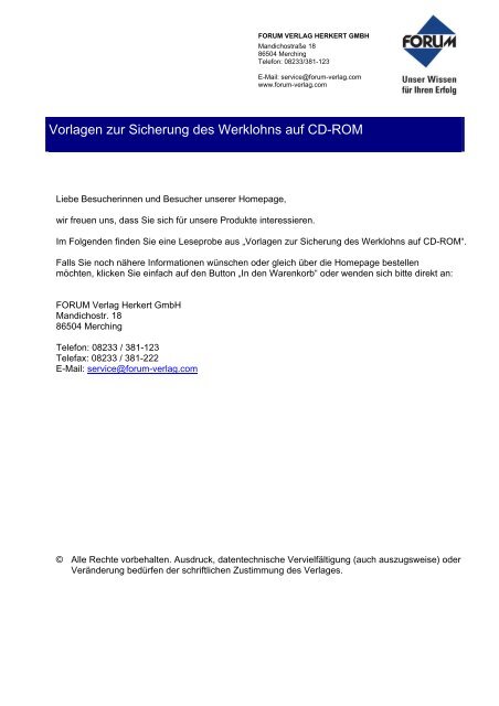 Stundenlohnbericht - Forum Verlag Herkert GmbH