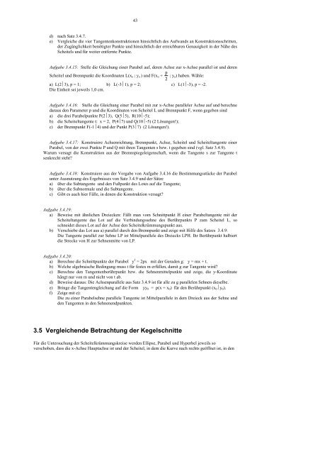 Lange und Meyer: Kegelschnitte I - Mathematikinformation