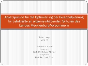 Ansatzpunkte für die Optimierung der ... - Universität Kassel