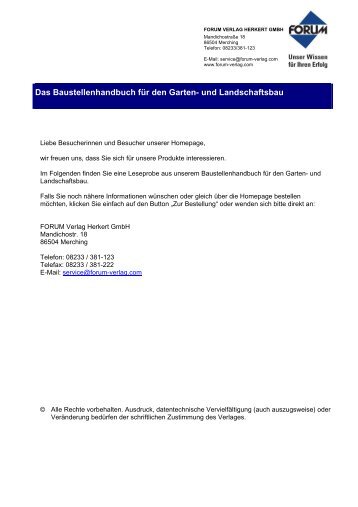 Erdmassenberechnung - Forum Verlag Herkert GmbH