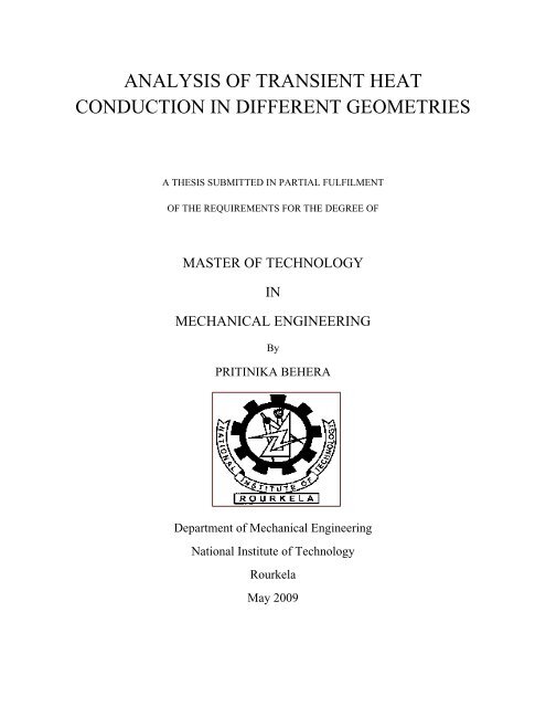 analysis of transient heat conduction in different geometries - ethesis ...