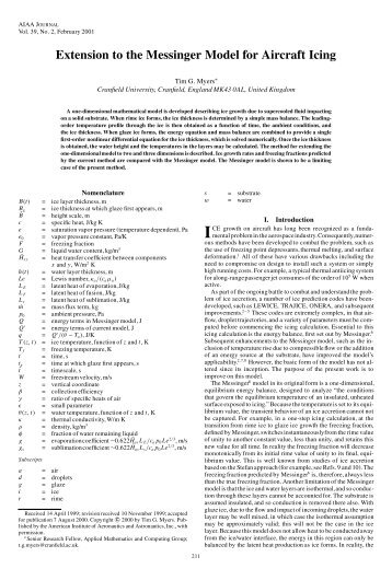 Extension to the Messinger Model for Aircraft Icing