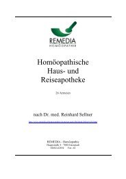 Hinweise zum Set mit 26 Arzneien - Remedia Homöopathie