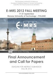 POLAND Final Announcement and Call for Papers - EMRS
