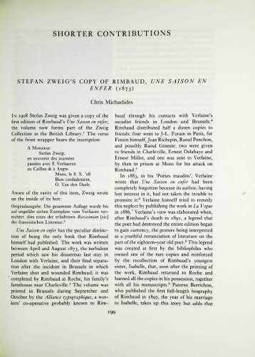 Stefan Zweig's copy of Rimbaud, Une Saison en - British Library