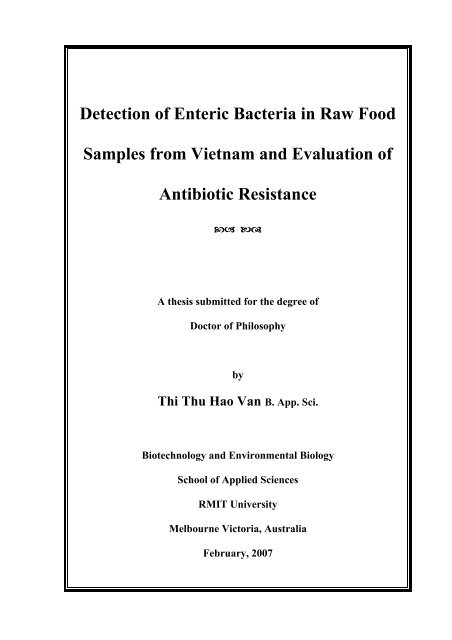Detection of Enteric Bacteria in Raw Food Samples from Vietnam ...