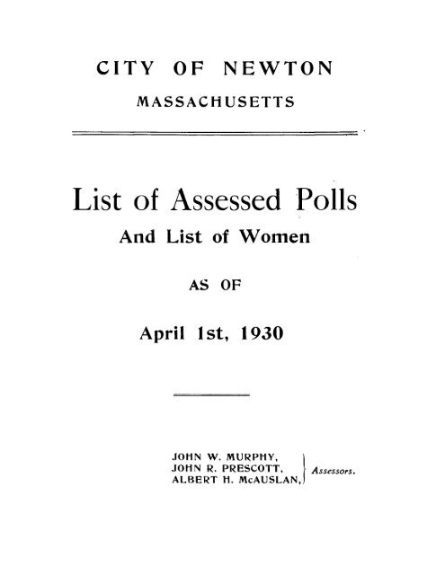 List of Assessed Polls - Newton Free Library