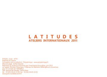 Latitudes 2011 - Ecole Nationale Supérieure d'Architecture de Paris ...