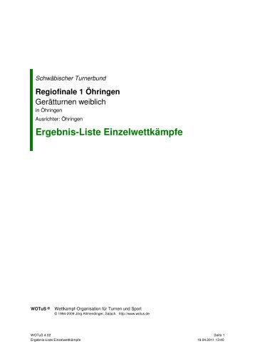 Ergebnis-Liste Einzelwettkaempfe weiblich 1 - Schwäbischer ...