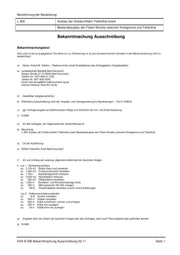Teil 2 09 Bekanntmachung Ausschreibung 02-11 - Landesbetrieb ...
