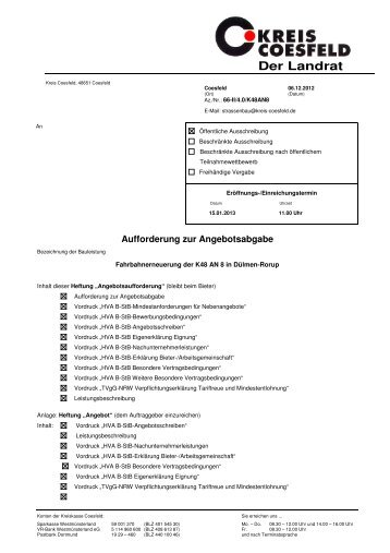 Aufforderung zur Abgabe eines Angebotes - Kreis Coesfeld