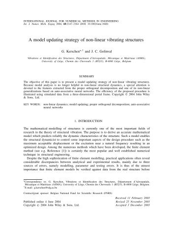 A model updating strategy of non-linear vibrating structures