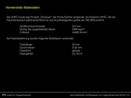 Tragkonstruktionen aus Ultra-Hochfestem Beton (UHPC)